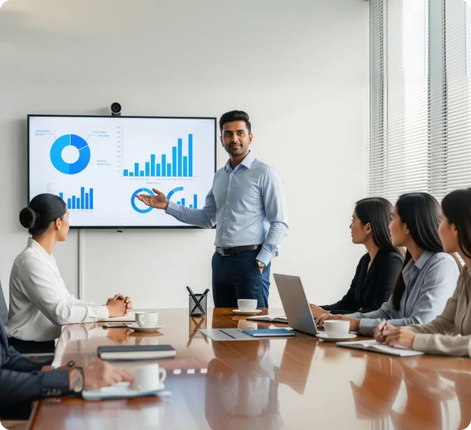 Talent search specialists reviewing executive profiles for a senior management appointment