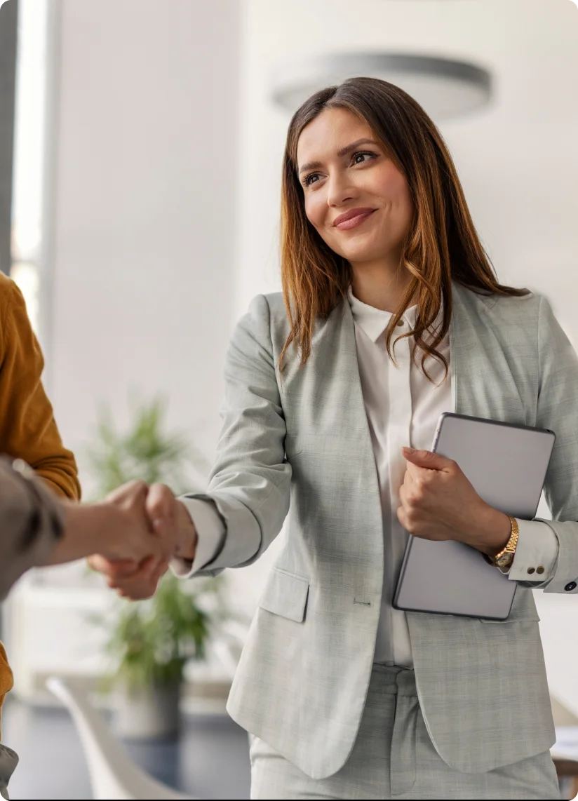 Executive search specialist coordinating final stage interviews for a senior director-level role